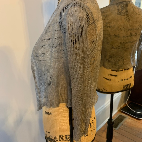 Eileen Fisher Sheer Hemp Blend Crop Cardigan - Picture 3 of 5